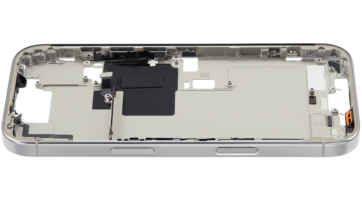 Mid Frame Housing W/ Small Parts For I Phone 16 Pro (Us Version) (Used Oem Pull: Grade A) (White Titanium)