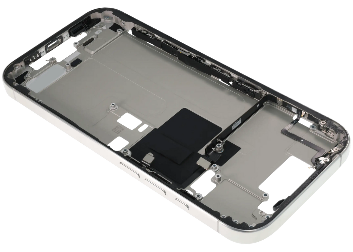 Mid Frame Housing W/ Small Parts For I Phone 16 Pro (Us Version) (Used Oem Pull: Grade B) (White Titanium)
