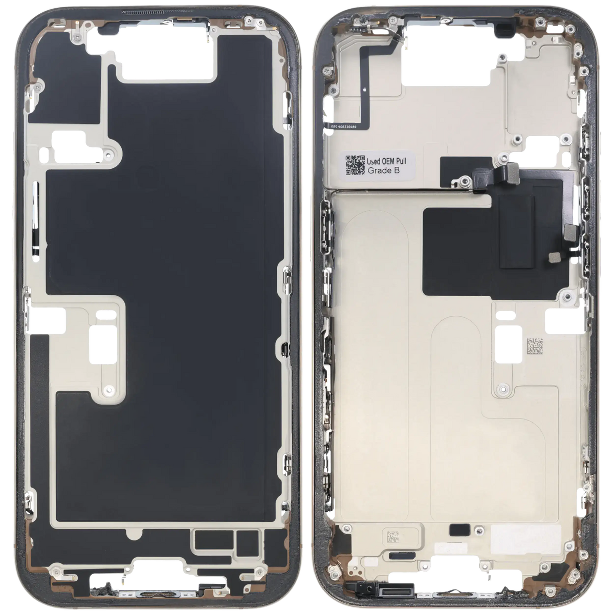 Mid Frame Housing W/ Small Parts For I Phone 16 Pro (Us Version) (Used Oem Pull: Grade C) (Desert Titanium)