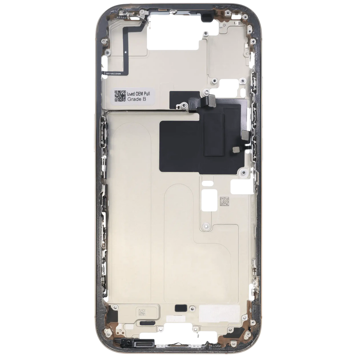 Mid Frame Housing W/ Small Parts For I Phone 16 Pro (Us Version) (Used Oem Pull: Grade C) (Desert Titanium)