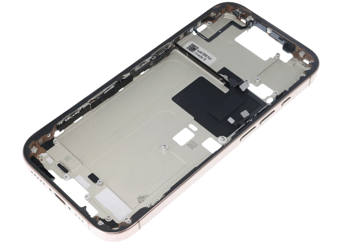 Mid Frame Housing W/ Small Parts For I Phone 16 Pro (Us Version) (Used Oem Pull: Grade C) (Desert Titanium)