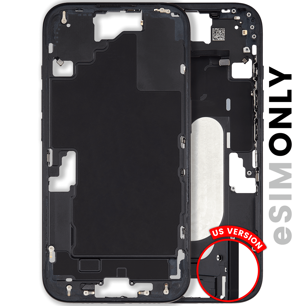 Mid Frame Housing W/ Small Parts For I Phone 16 (Us Version) (Used Oem Pull: Grade A) (Black)