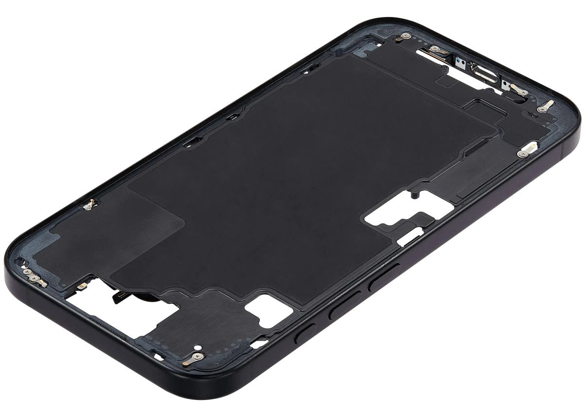 Mid Frame Housing W/ Small Parts For I Phone 16 (Us Version) (Used Oem Pull: Grade A) (Black)