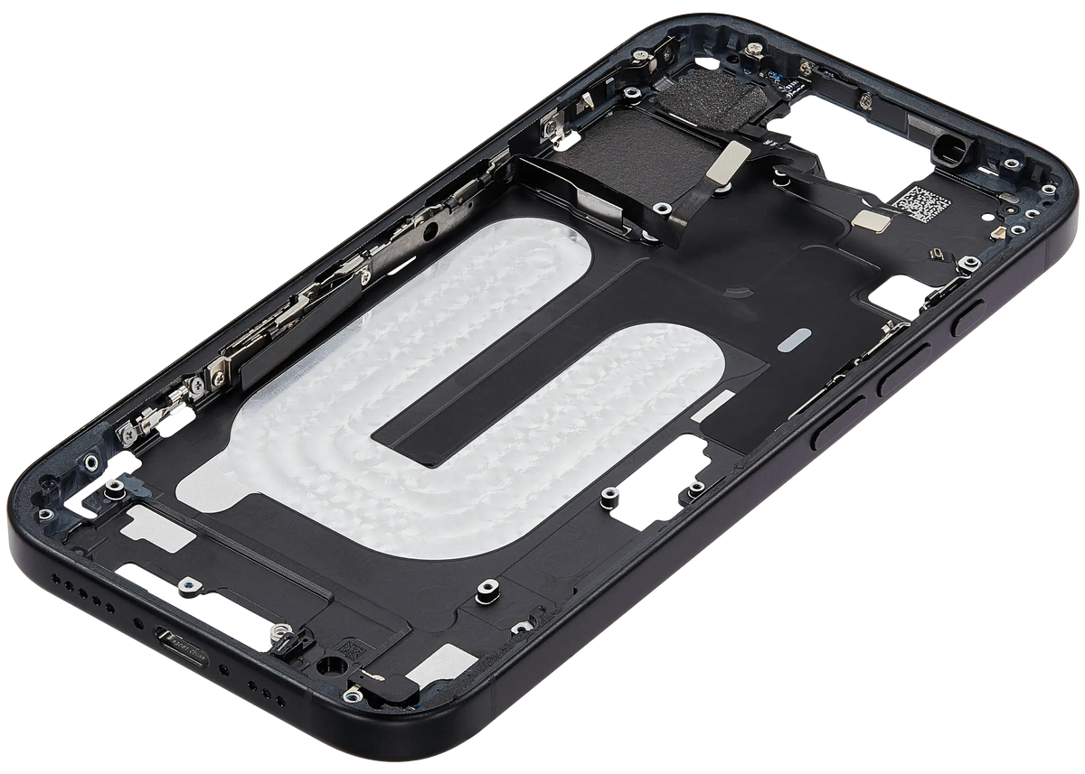 Mid Frame Housing W/ Small Parts For I Phone 16 (Us Version) (Used Oem Pull: Grade A) (Black)