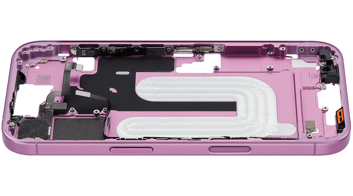 Mid Frame Housing W/ Small Parts For I Phone 16 (Us Version) (Used Oem Pull: Grade A) (Pink)