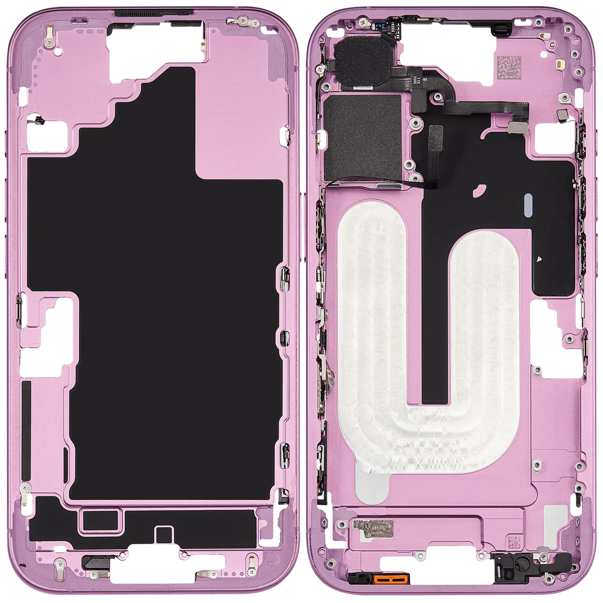 Mid Frame Housing W/ Small Parts For I Phone 16 (Us Version) (Used Oem Pull: Grade A) (Pink)