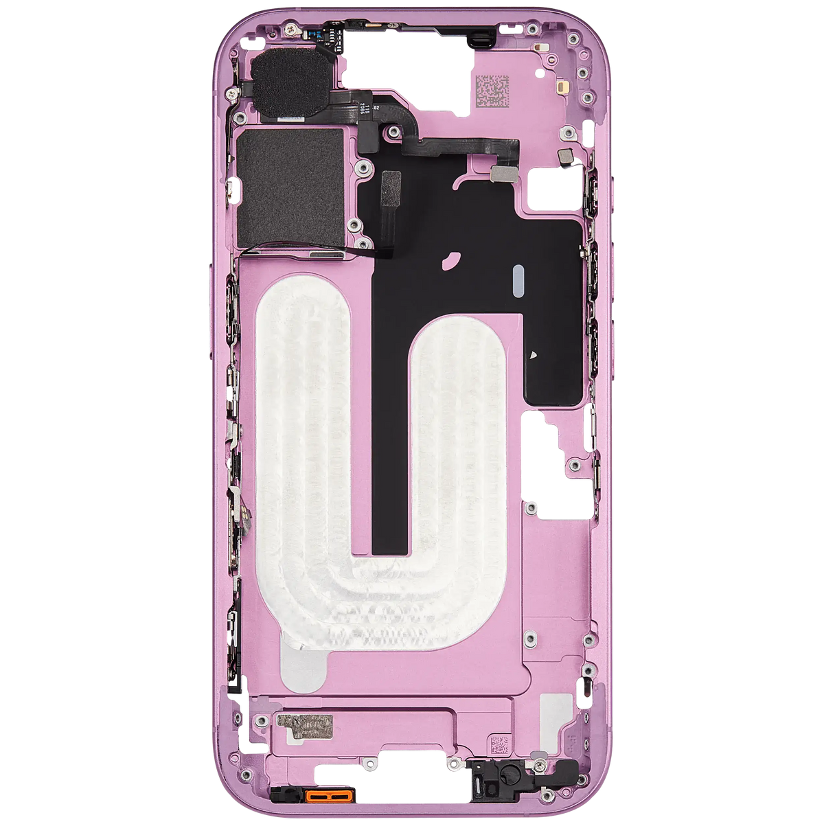 Mid Frame Housing W/ Small Parts For I Phone 16 (Us Version) (Used Oem Pull: Grade A) (Pink)