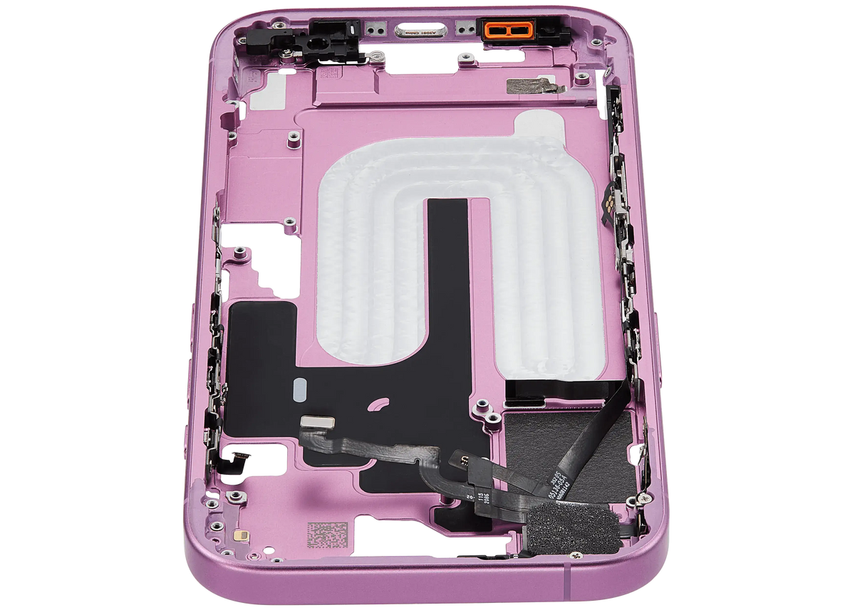 Mid Frame Housing W/ Small Parts For I Phone 16 (Us Version) (Used Oem Pull: Grade A) (Pink)