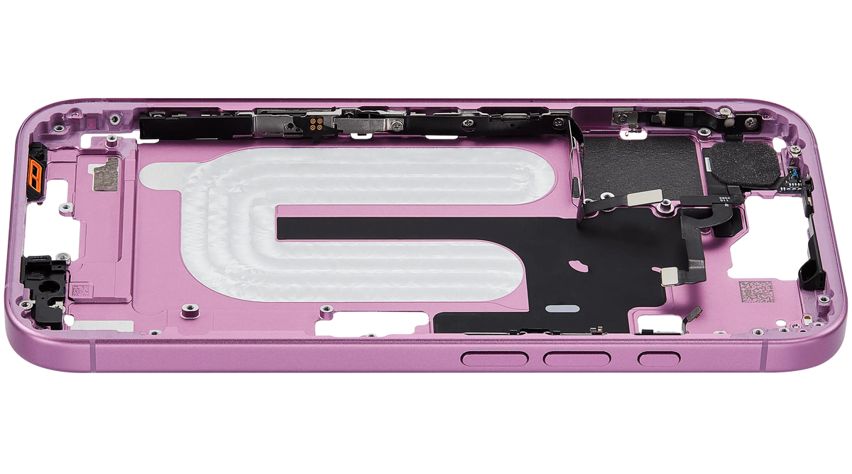 Mid Frame Housing W/ Small Parts For I Phone 16 (Us Version) (Used Oem Pull: Grade A) (Pink)