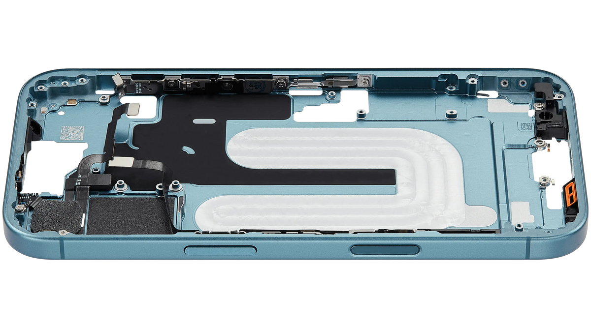 Mid Frame Housing W/ Small Parts For I Phone 16 (Us Version) (Used Oem Pull: Grade A) (Teal)