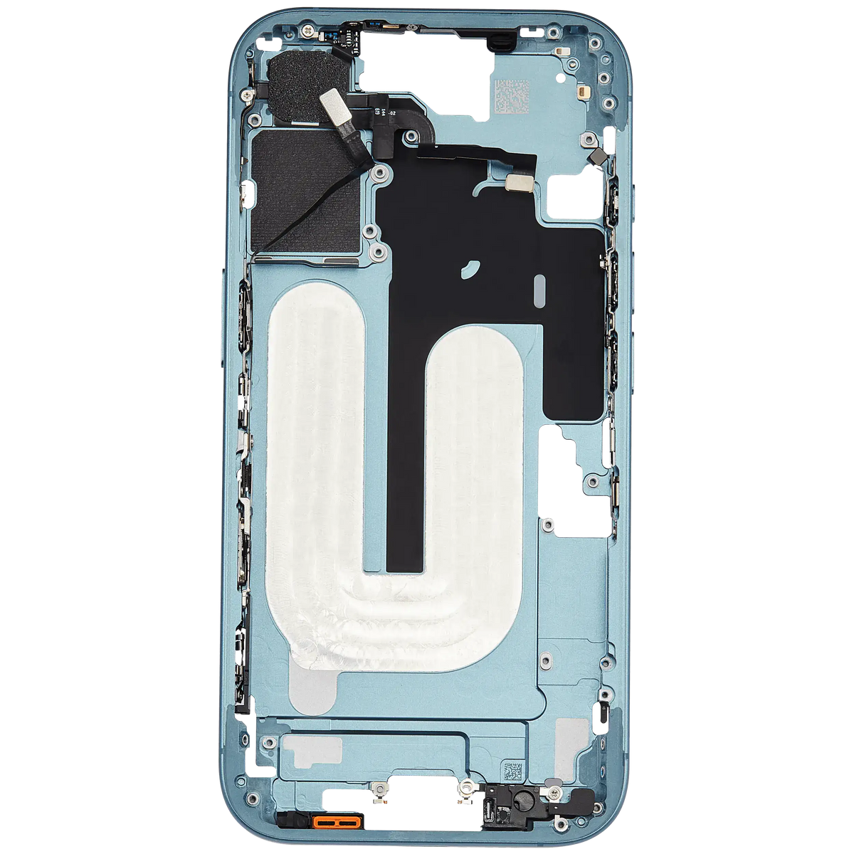 Mid Frame Housing W/ Small Parts For I Phone 16 (Us Version) (Used Oem Pull: Grade A) (Teal)