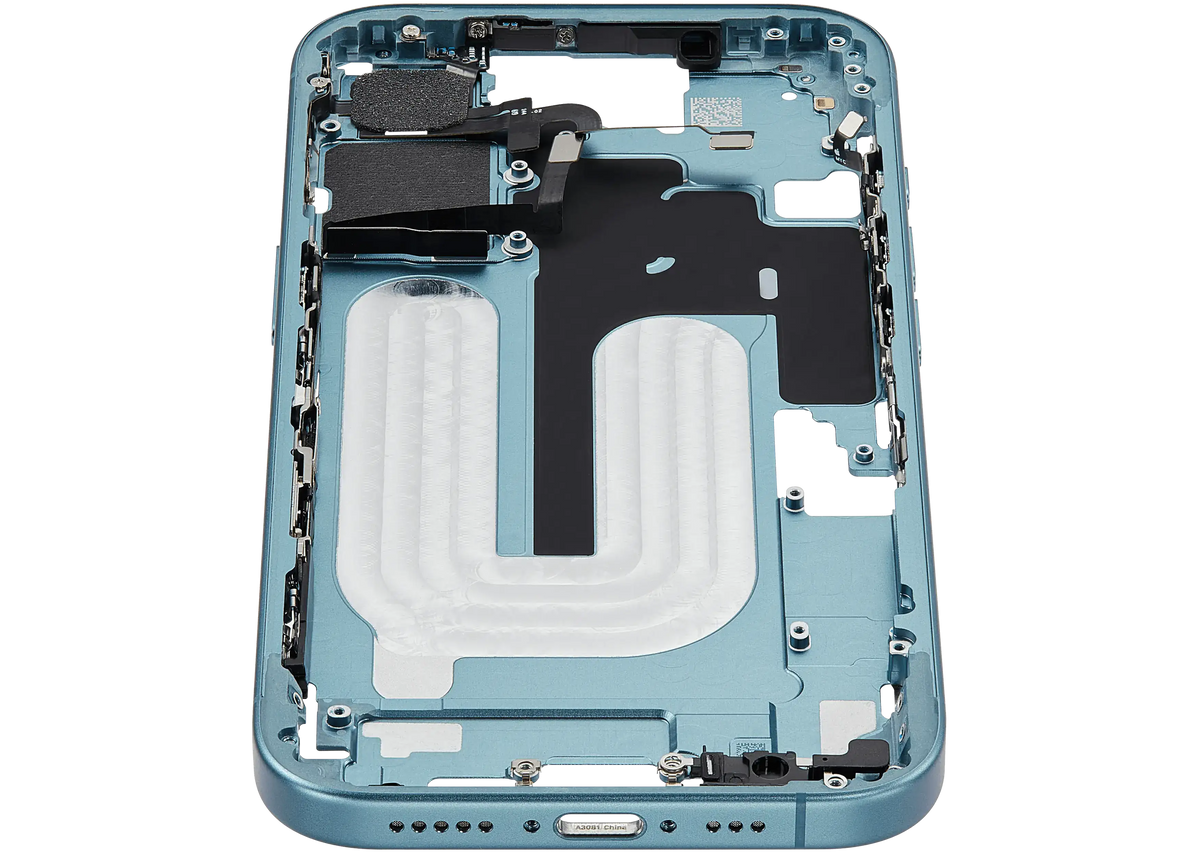 Mid Frame Housing W/ Small Parts For I Phone 16 (Us Version) (Used Oem Pull: Grade A) (Teal)