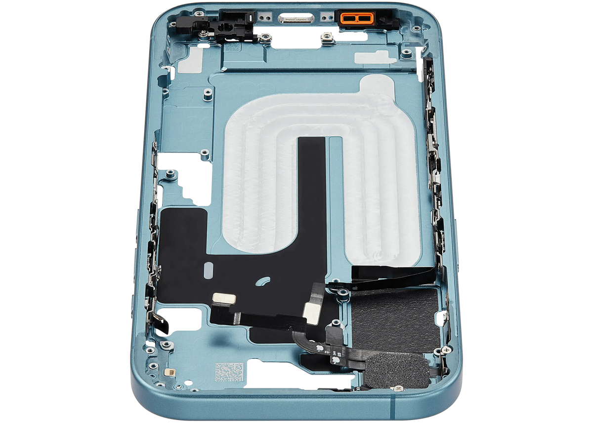 Mid Frame Housing W/ Small Parts For I Phone 16 (Us Version) (Used Oem Pull: Grade A) (Teal)