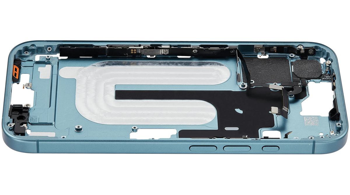 Mid Frame Housing W/ Small Parts For I Phone 16 (Us Version) (Used Oem Pull: Grade A) (Teal)