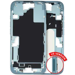 Mid Frame Housing W/ Small Parts For I Phone 16 (Us Version) (Used Oem Pull: Grade A) (Teal)