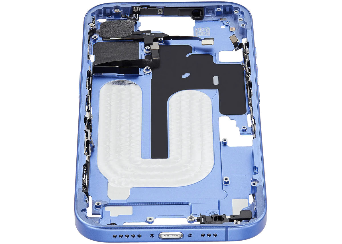 Mid Frame Housing W/ Small Parts For I Phone 16 (Us Version) (Used Oem Pull: Grade A) (Ultramarine)