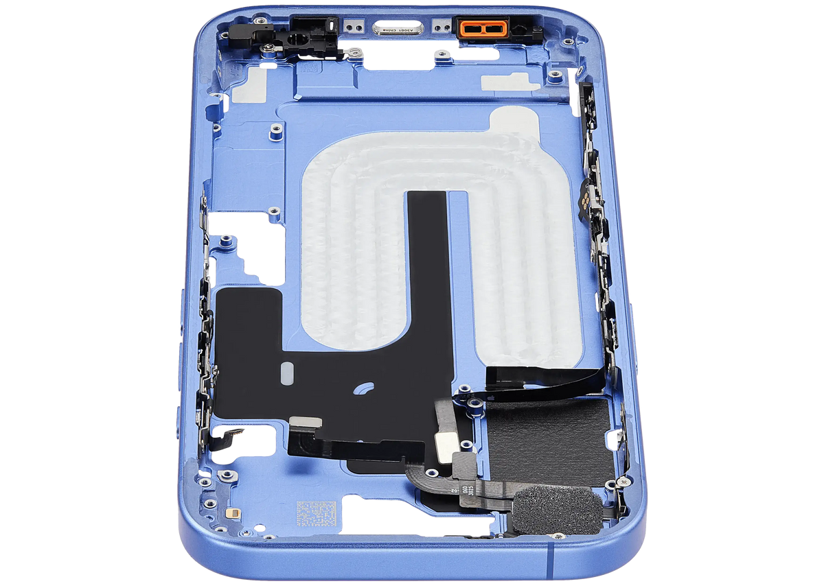 Mid Frame Housing W/ Small Parts For I Phone 16 (Us Version) (Used Oem Pull: Grade A) (Ultramarine)