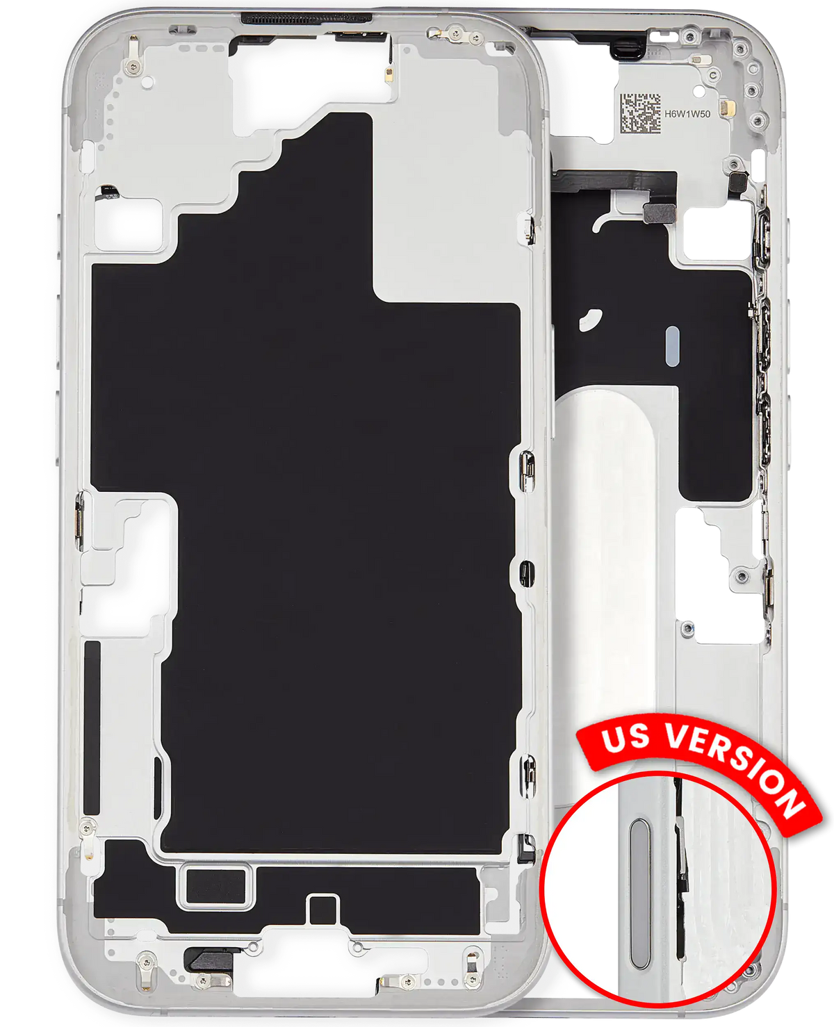 Mid Frame Housing W/ Small Parts For I Phone 16 (Us Version) (Used Oem Pull: Grade A) (White)