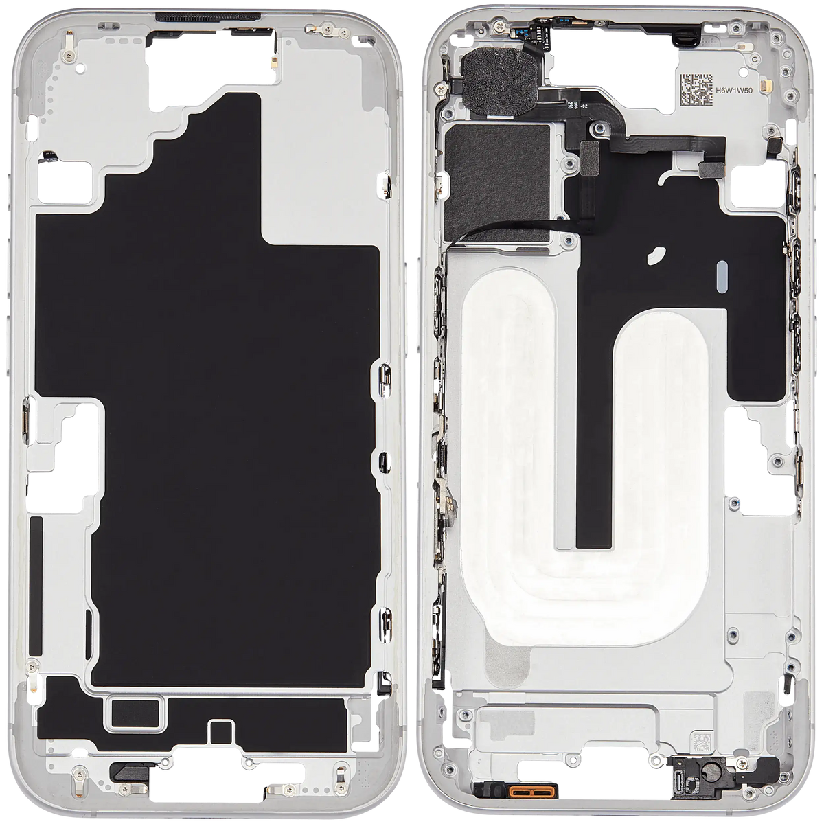 Mid Frame Housing W/ Small Parts For I Phone 16 (Us Version) (Used Oem Pull: Grade A) (White)