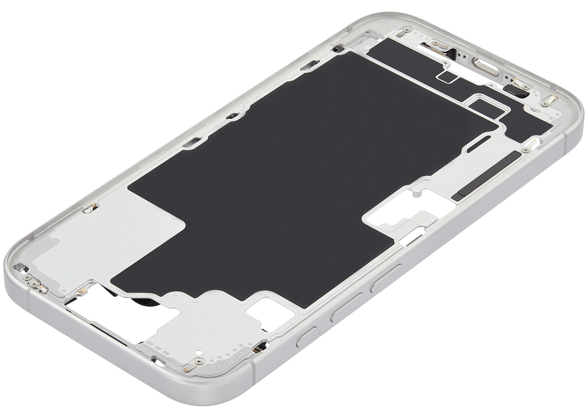Mid Frame Housing W/ Small Parts For I Phone 16 (Us Version) (Used Oem Pull: Grade A) (White)