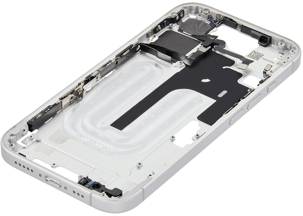 Mid Frame Housing W/ Small Parts For I Phone 16 (Us Version) (Used Oem Pull: Grade A) (White)