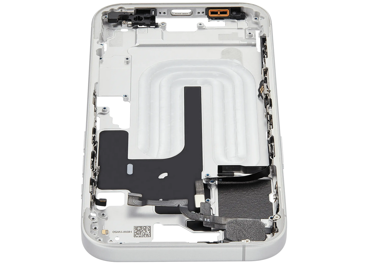 Mid Frame Housing W/ Small Parts For I Phone 16 (Us Version) (Used Oem Pull: Grade A) (White)