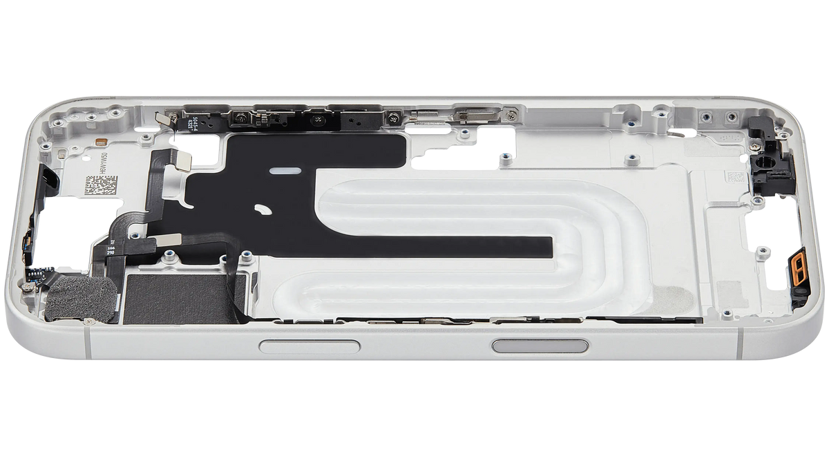 Mid Frame Housing W/ Small Parts For I Phone 16 (Us Version) (Used Oem Pull: Grade A) (White)