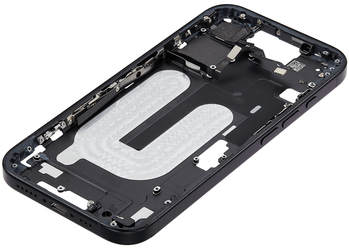 Mid Frame Housing W/ Small Parts For I Phone 16 (Us Version) (Used Oem Pull: Grade B) (Black)