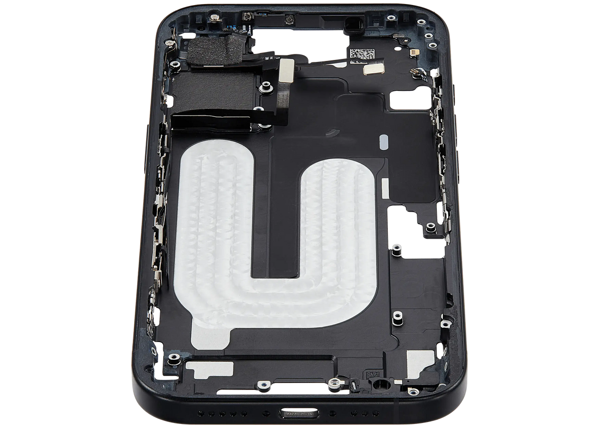 Mid Frame Housing W/ Small Parts For I Phone 16 (Us Version) (Used Oem Pull: Grade B) (Black)