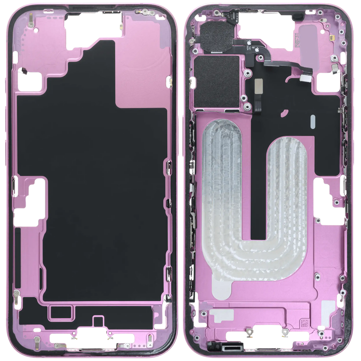 Mid Frame Housing W/ Small Parts For I Phone 16 (Us Version) (Used Oem Pull: Grade B) (Pink)