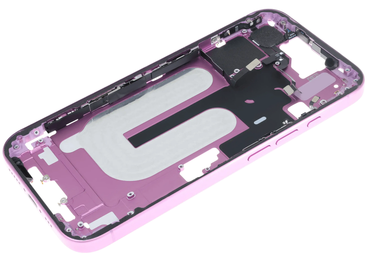 Mid Frame Housing W/ Small Parts For I Phone 16 (Us Version) (Used Oem Pull: Grade B) (Pink)