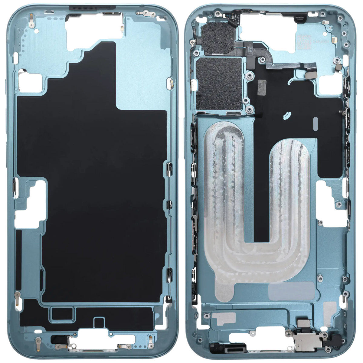 Mid Frame Housing W/ Small Parts For I Phone 16 (Us Version) (Used Oem Pull: Grade B) (Teal)