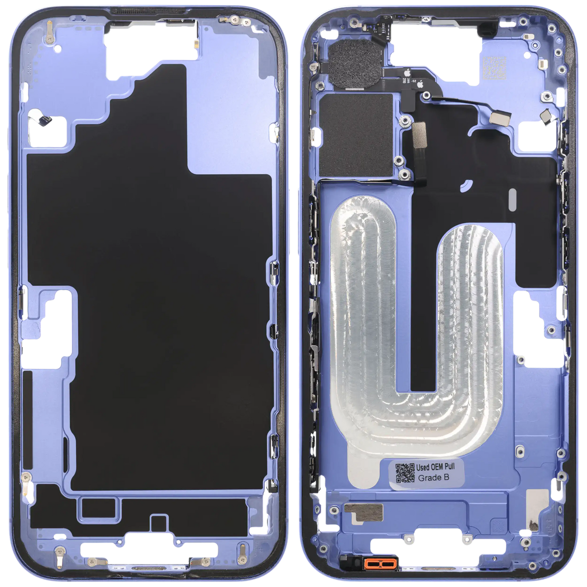 Mid Frame Housing W/ Small Parts For I Phone 16 (Us Version) (Used Oem Pull: Grade B) (Ultramarine)