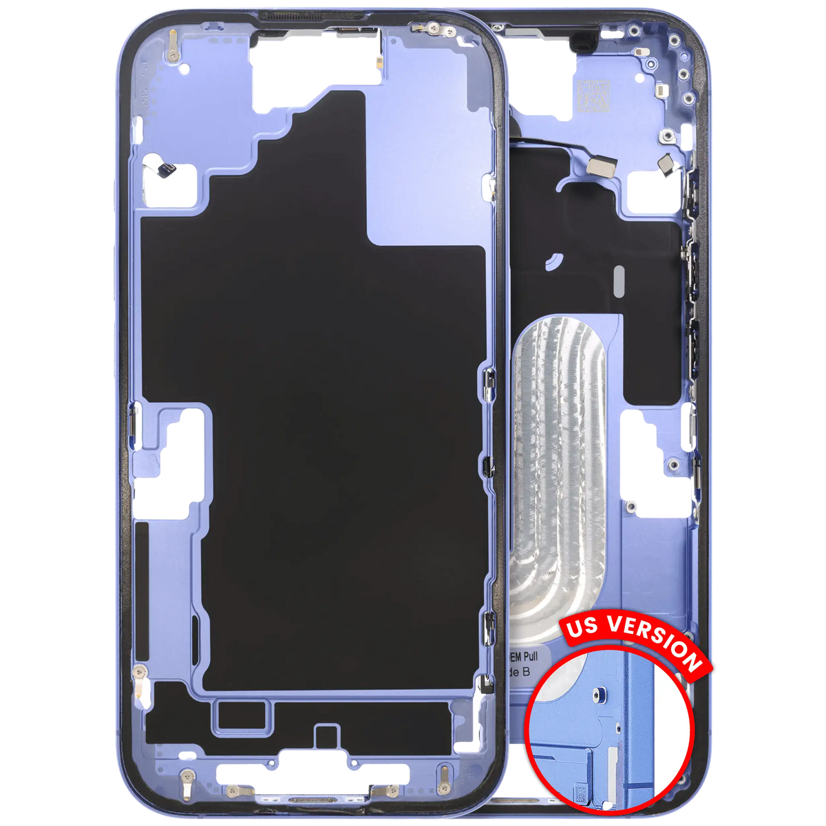 Mid Frame Housing W/ Small Parts For I Phone 16 (Us Version) (Used Oem Pull: Grade B) (Ultramarine)