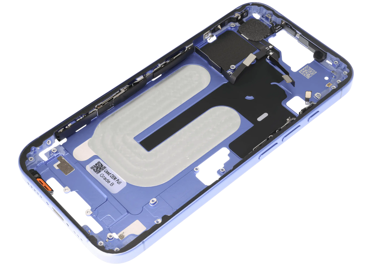 Mid Frame Housing W/ Small Parts For I Phone 16 (Us Version) (Used Oem Pull: Grade B) (Ultramarine)