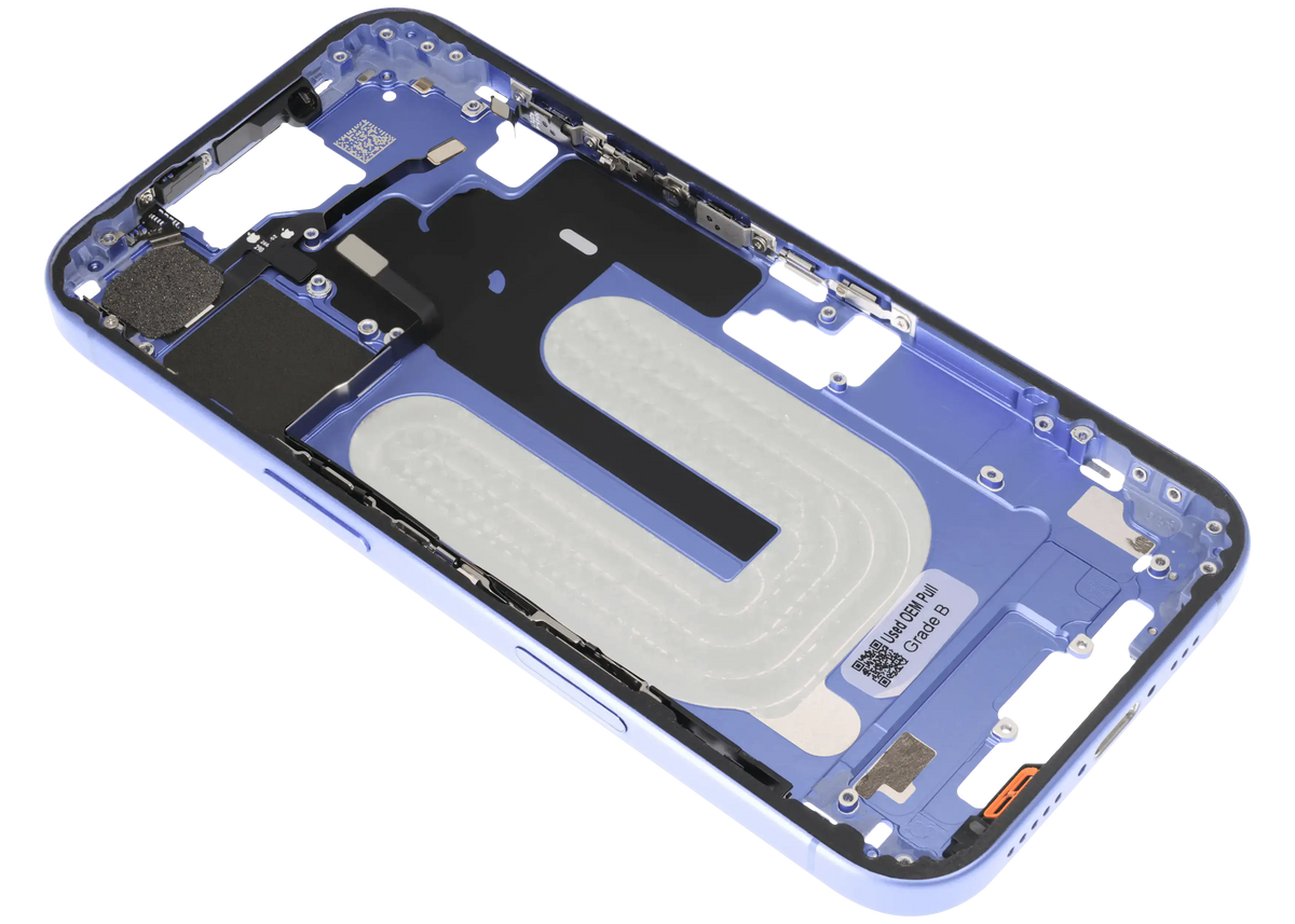 Mid Frame Housing W/ Small Parts For I Phone 16 (Us Version) (Used Oem Pull: Grade B) (Ultramarine)