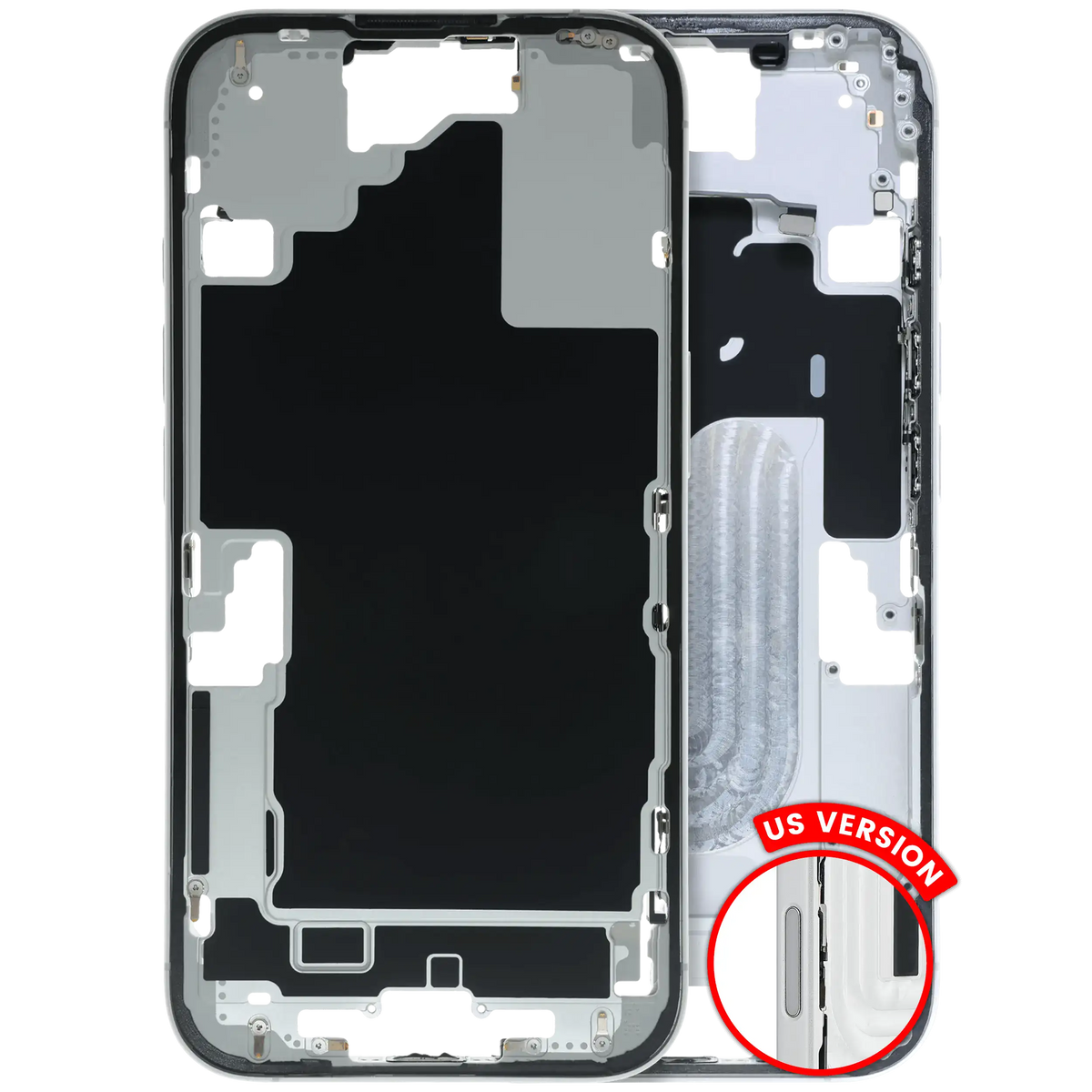 Mid Frame Housing W/ Small Parts For I Phone 16 (Us Version) (Used Oem Pull: Grade B) (White)