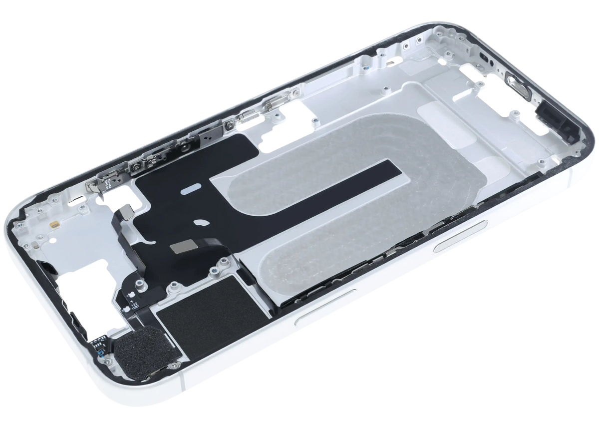 Mid Frame Housing W/ Small Parts For I Phone 16 (Us Version) (Used Oem Pull: Grade B) (White)