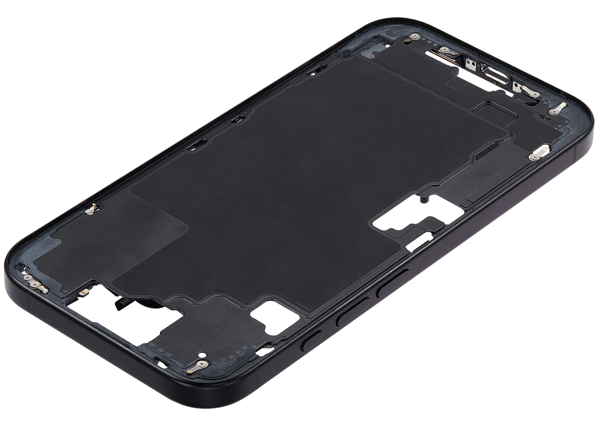 Mid Frame Housing W/ Small Parts For I Phone 16 (Us Version) (Used Oem Pull: Grade C) (Black)