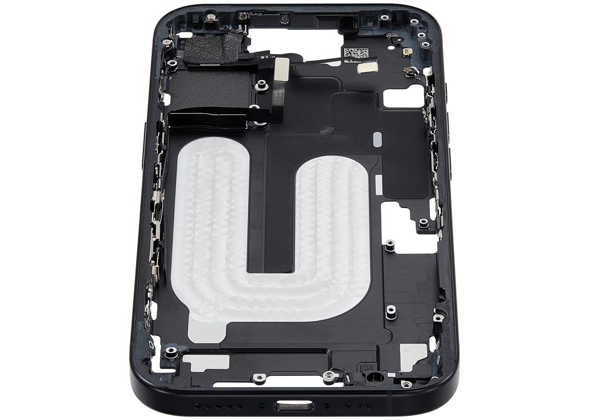 Mid Frame Housing W/ Small Parts For I Phone 16 (Us Version) (Used Oem Pull: Grade C) (Black)