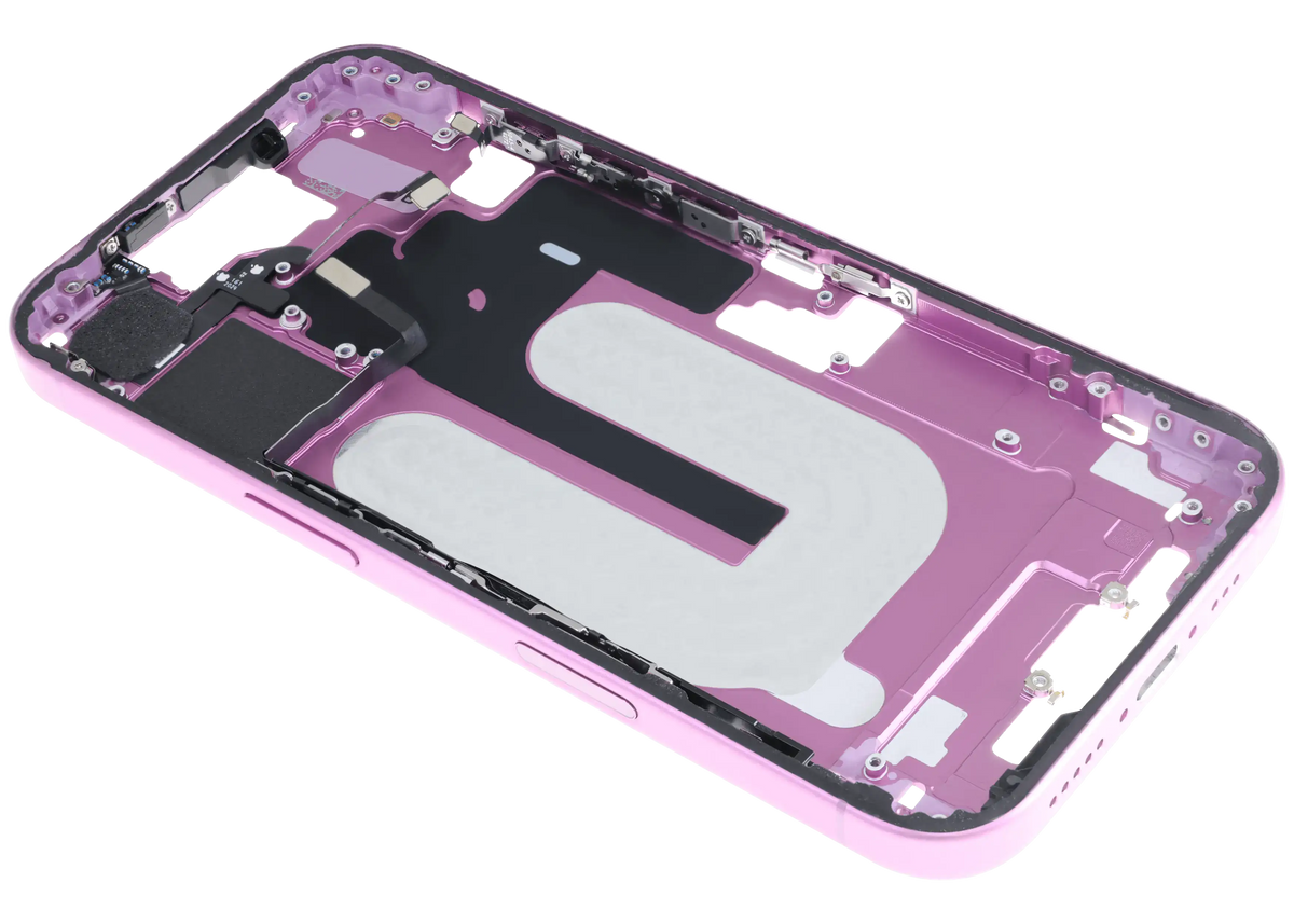 Mid Frame Housing W/ Small Parts For I Phone 16 (Us Version) (Used Oem Pull: Grade C) (Pink)
