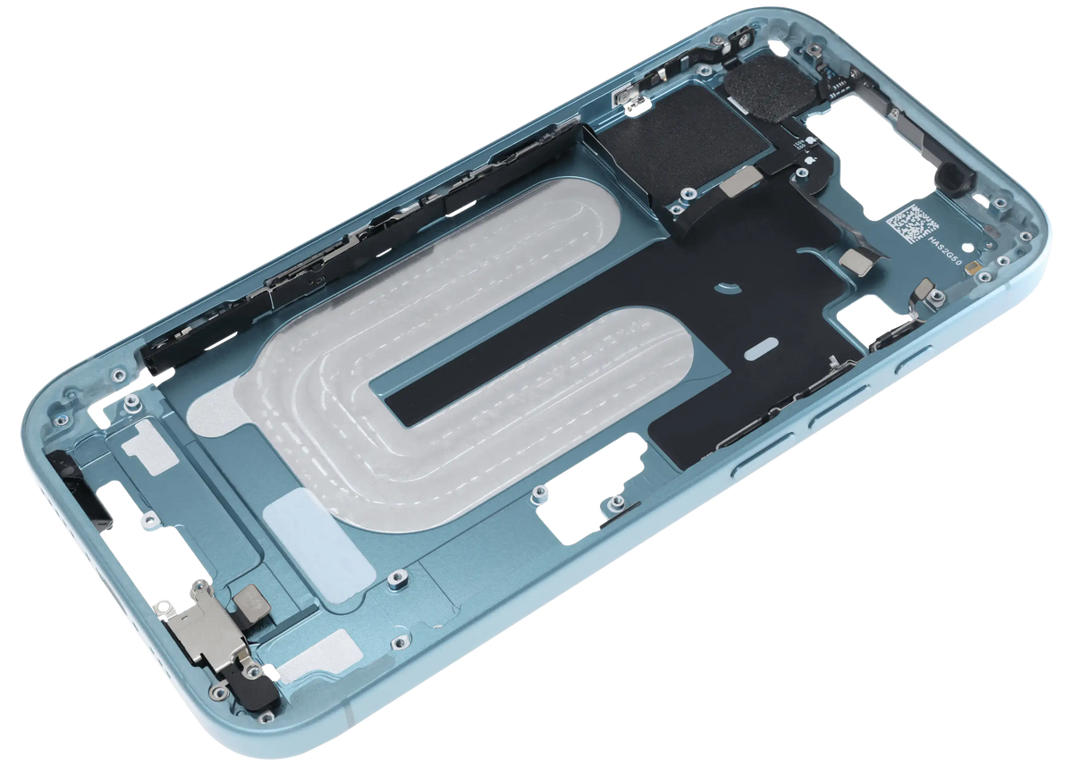 Mid Frame Housing W/ Small Parts For I Phone 16 (Us Version) (Used Oem Pull: Grade C) (Teal)