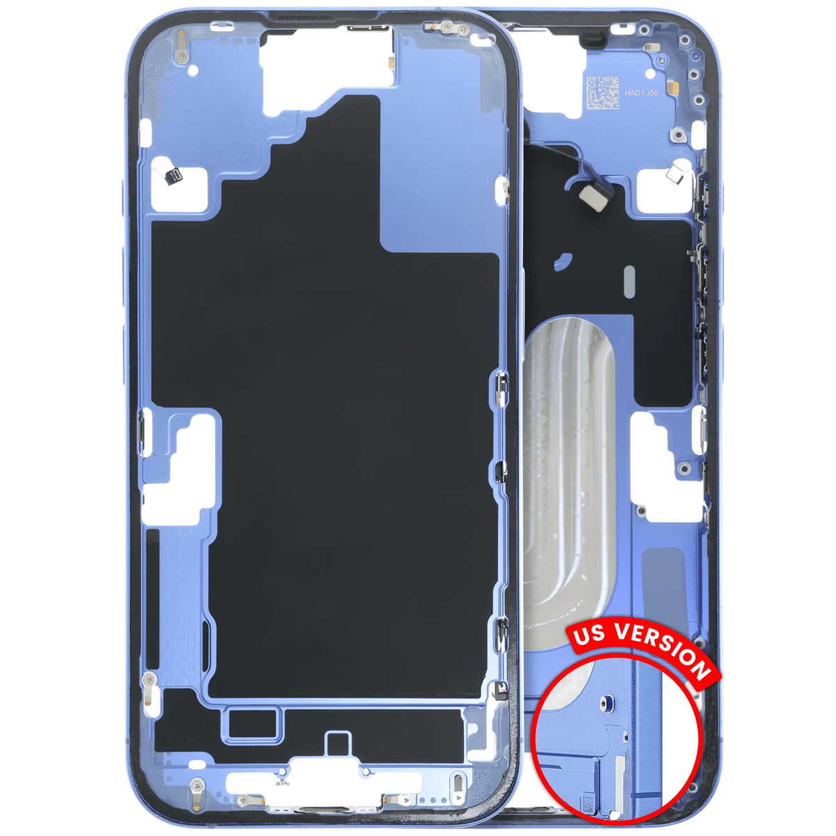 Mid Frame Housing W/ Small Parts For I Phone 16 (Us Version) (Used Oem Pull: Grade C) (Ultramarine)