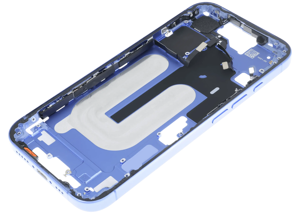 Mid Frame Housing W/ Small Parts For I Phone 16 (Us Version) (Used Oem Pull: Grade C) (Ultramarine)