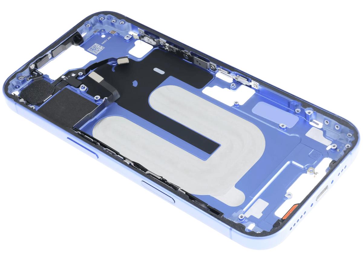 Mid Frame Housing W/ Small Parts For I Phone 16 (Us Version) (Used Oem Pull: Grade C) (Ultramarine)
