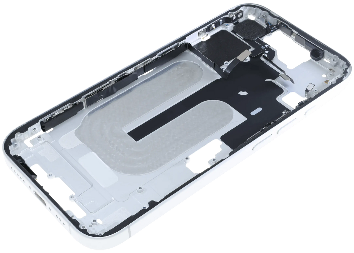 Mid Frame Housing W/ Small Parts For I Phone 16 (Us Version) (Used Oem Pull: Grade C) (White)