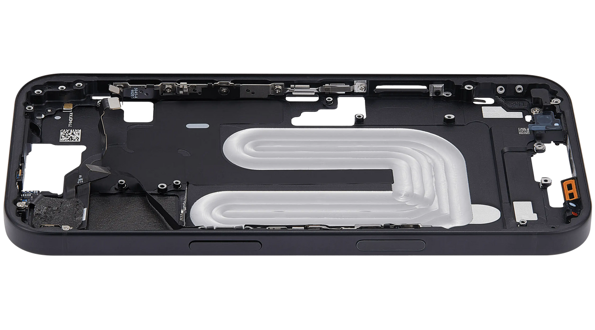 Mid Frame Housing With Power And Volume Button For I Phone 16 (Eu / Global Version) (Aftermarket Plus) (Black)