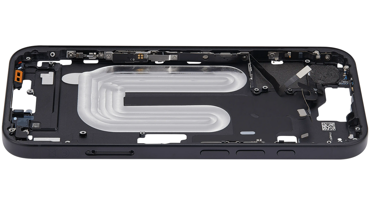 Mid Frame Housing With Power And Volume Button For I Phone 16 (Eu / Global Version) (Aftermarket Plus) (Black)
