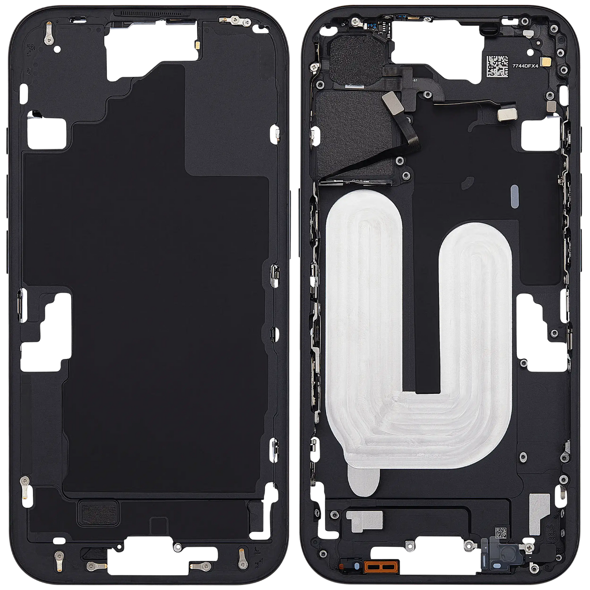Mid Frame Housing With Power And Volume Button For I Phone 16 (Eu / Global Version) (Aftermarket Plus) (Black)