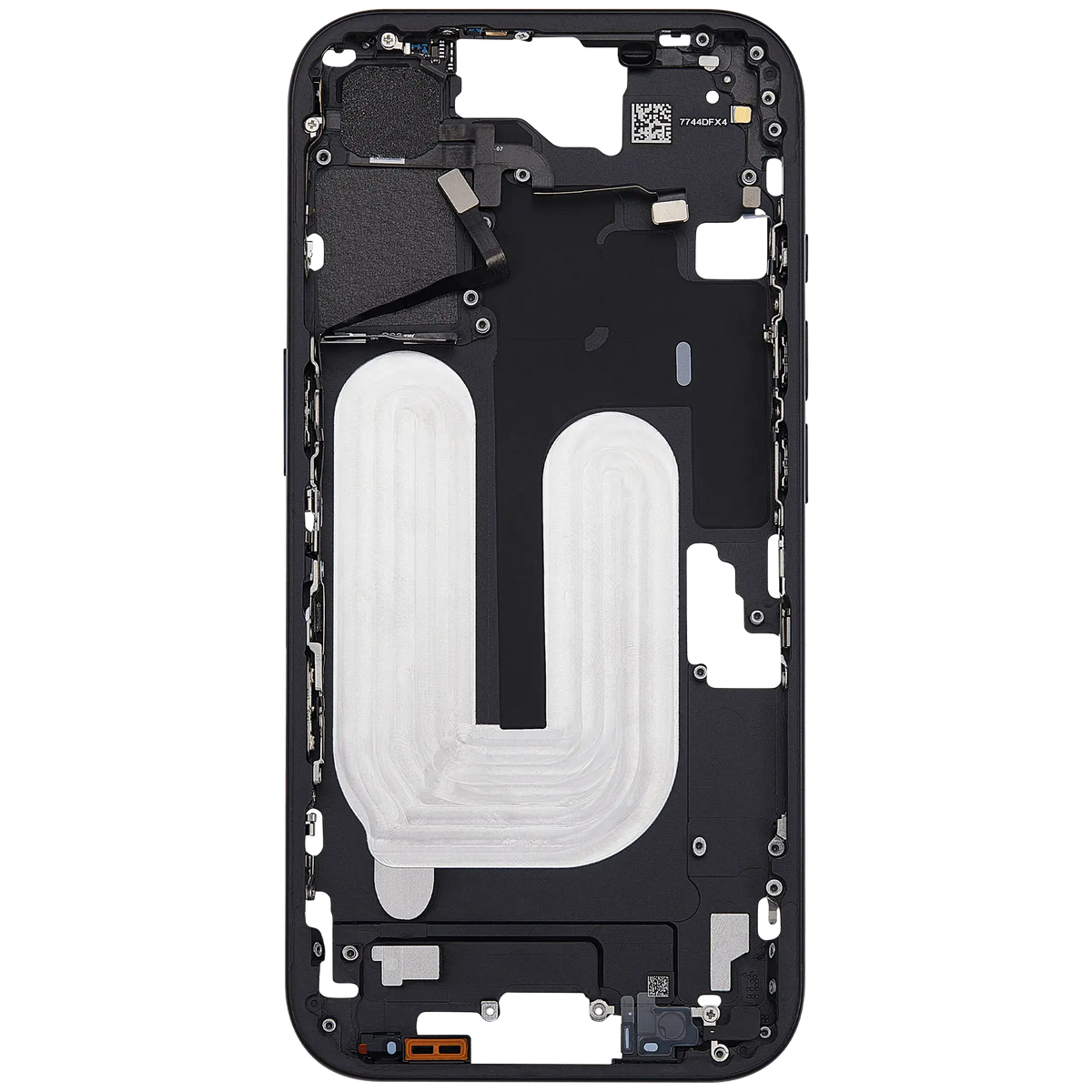 Mid Frame Housing With Power And Volume Button For I Phone 16 (Eu / Global Version) (Aftermarket Plus) (Black)